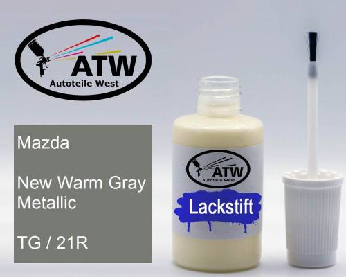 Mazda, New Warm Gray Metallic, TG / 21R: 20ml Lackstift, von ATW Autoteile West.